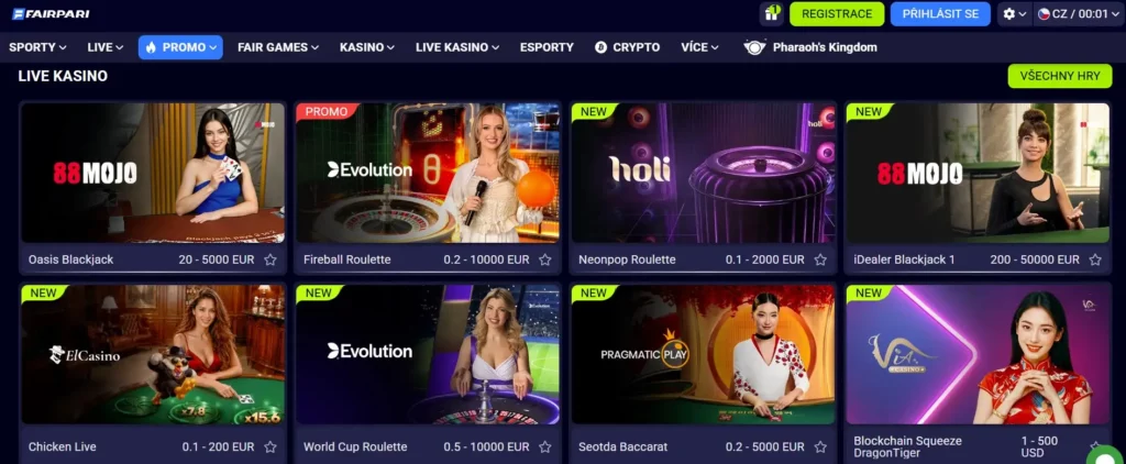 Live casino hry vhodné pro bonusové hraní