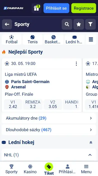Sportovní sázení v aplikaci Fairpari