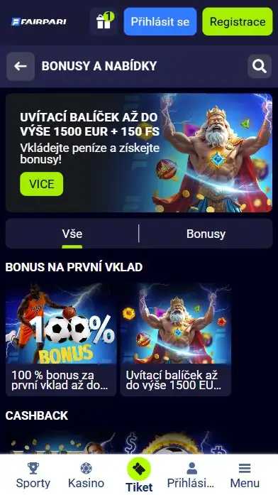 Mobilní bonusy a promo akce Fairpari