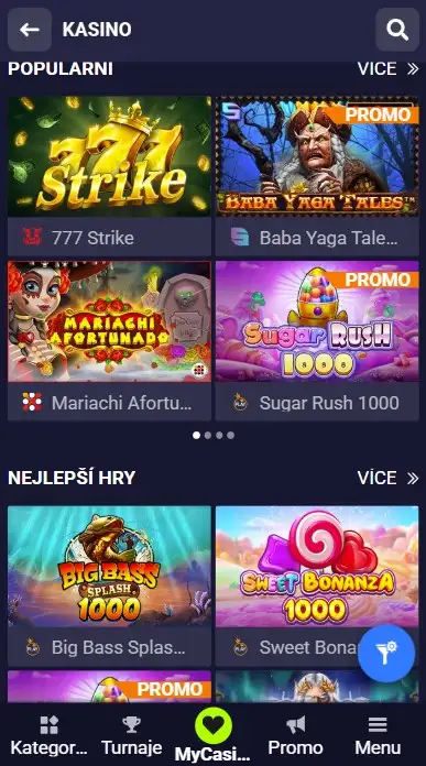 Casino hry dostupné v aplikaci Fairpari